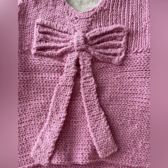 Pink Knitted Sleeveless Top/Vest with Bow - Picture 3 of 7